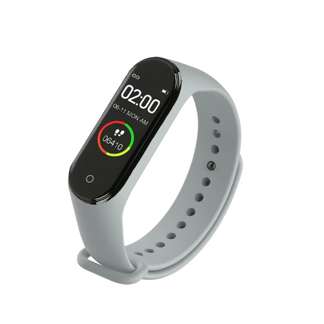 Hot M4 Men Women Smart High Quality New Label Belt Sports Blood Pressure Heart Rate Monitor Watch Waterproof Fitness reloj mujer Gray