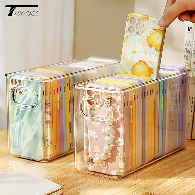 

Transparent Phone Case Storage Box Ins Style Organizer Desktop Sundries Storage Acrylic Basket Cosmetics Small Rack