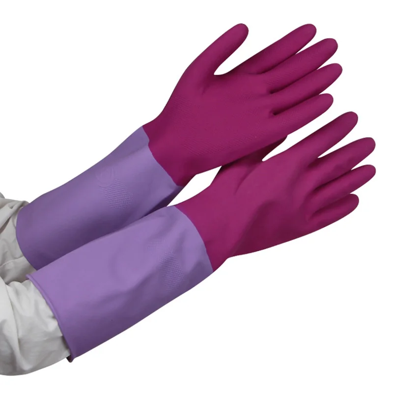 Waterproof Dishwashing Kitchen Clean Tools Durable Household Scrubber High Elasticity Dish Washing Rubber Latex Gloves