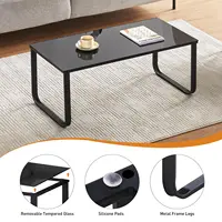 Table basse moderne rectangulaire en verre trempé, table à thé centrale pour salon avec cadre en métal, table d'appoint pour réception 4