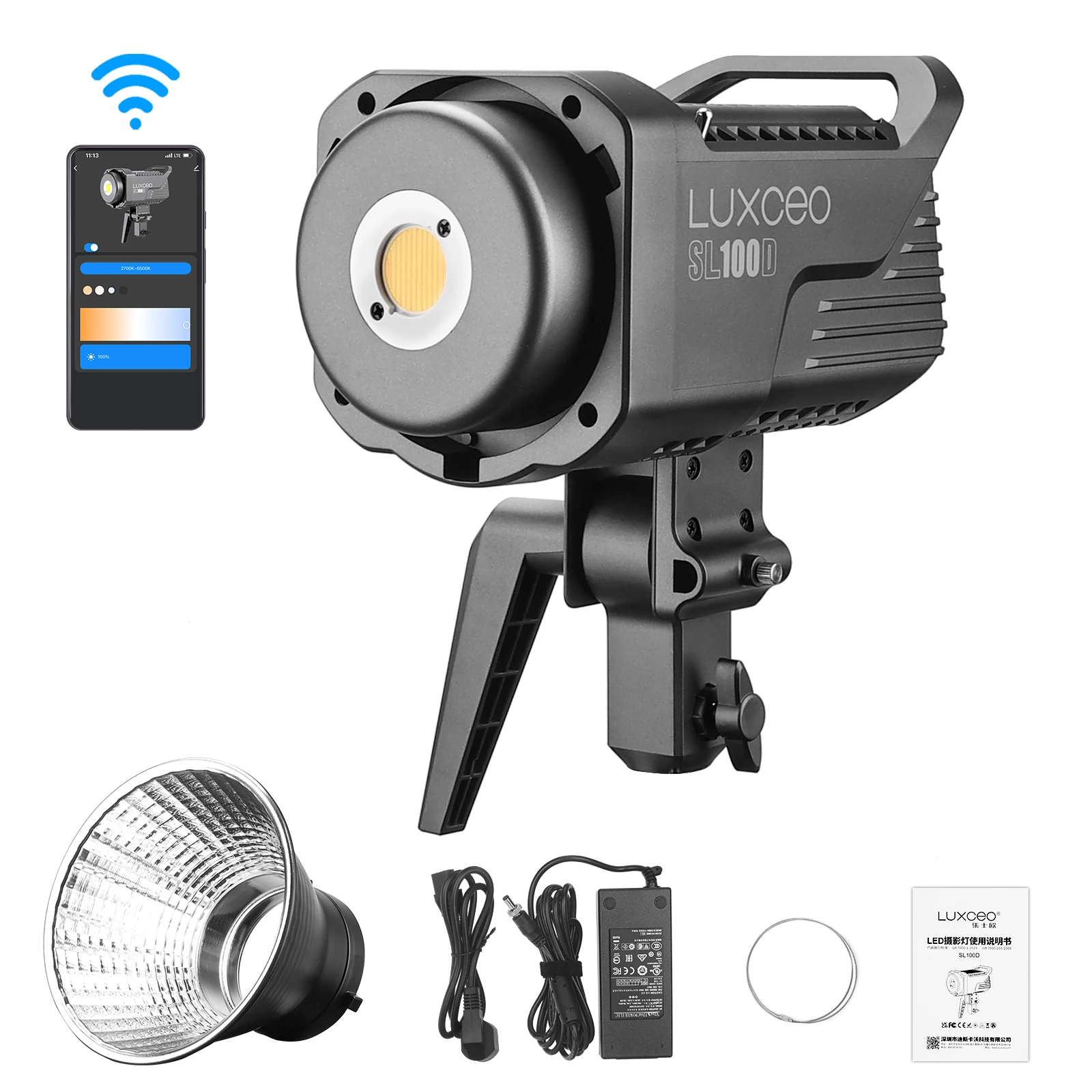 LUXCEO SL100D, 100 Вт, двухцветная лампа для фотосъемки, управление через приложение, для студийной видеосъемки
