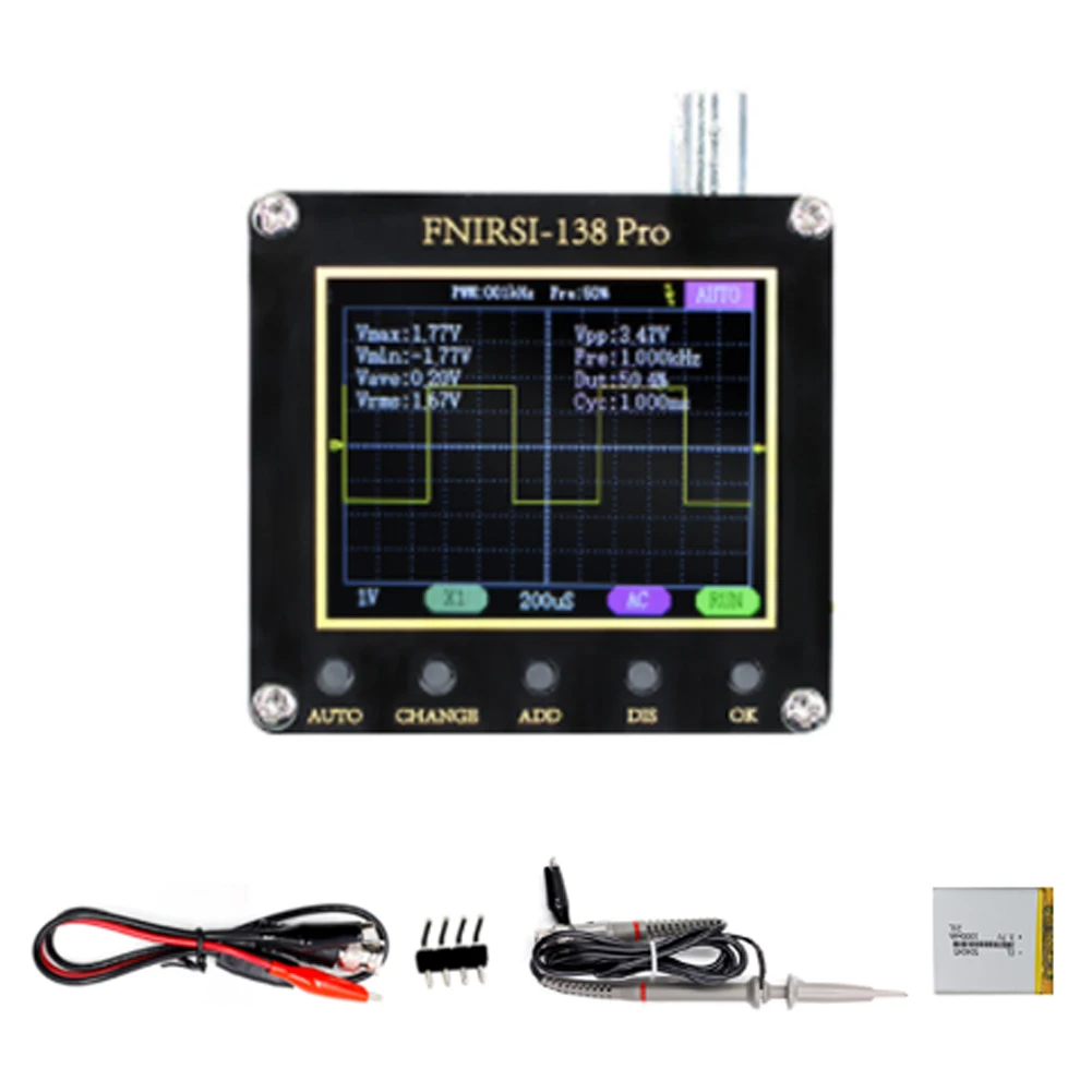 FNIRSI-138 PRO Digital Handheld Pocket Oscilloscope 2.5MSa/s 200KHz Analog Bandwidth Support AUTO,80KHz PWM And Firmware Update audio oscilloscope