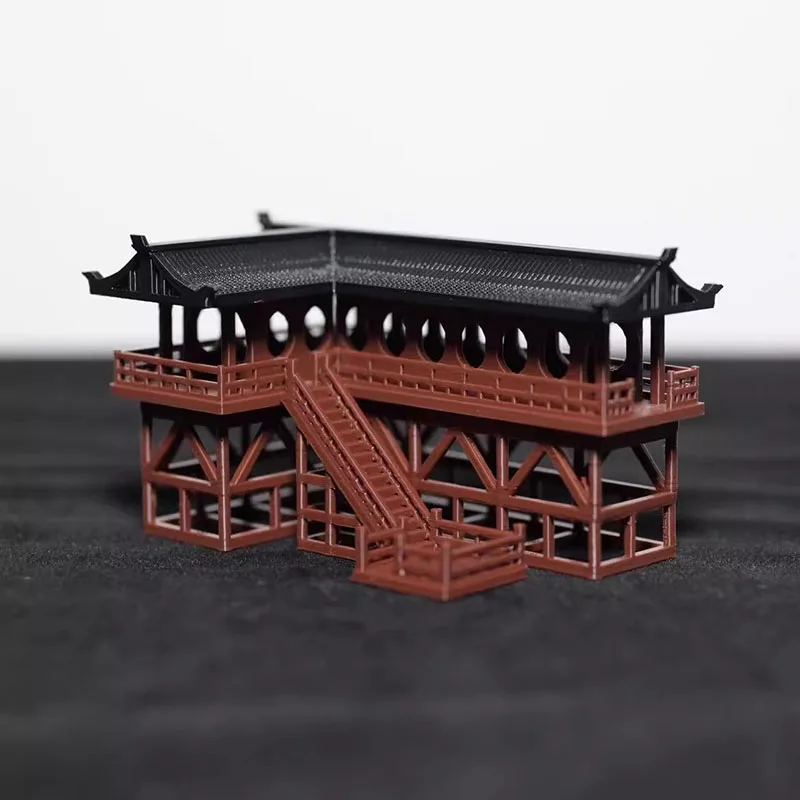 Qiaolin 3D Printing Corner Style Stilted House Chinese Model Pavilion Bonsai Ancient Architecture Landscape Decoration Ornament