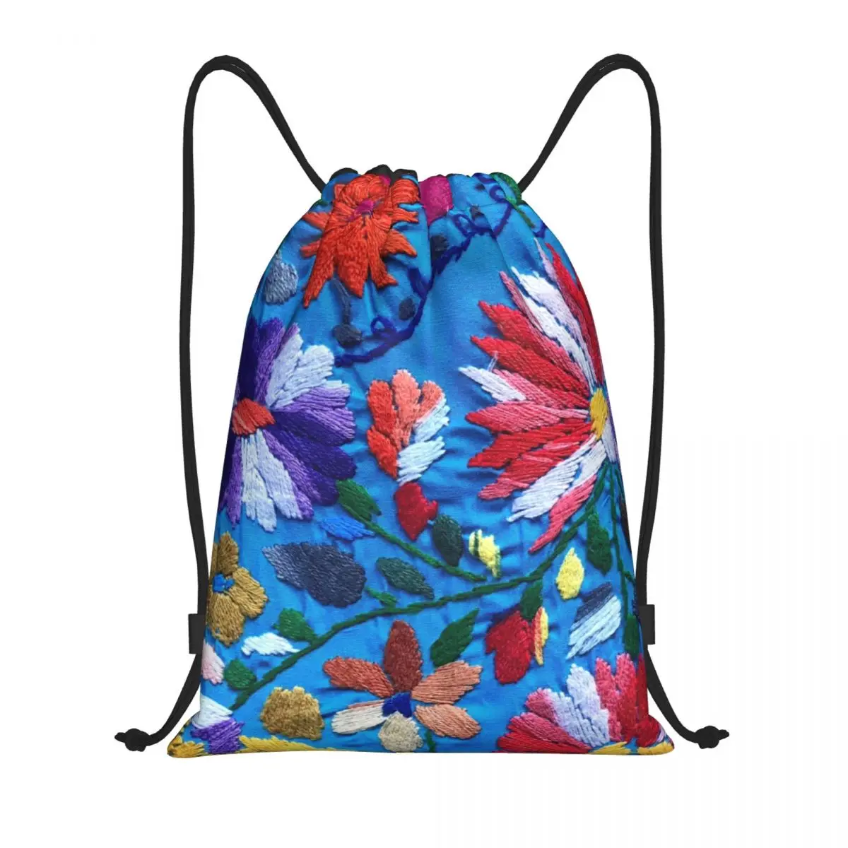 

Custom Red White Mexican Flowers Drawstring Bags Women Men Lightweight Textile Floral Art Sports Gym Storage Backpack