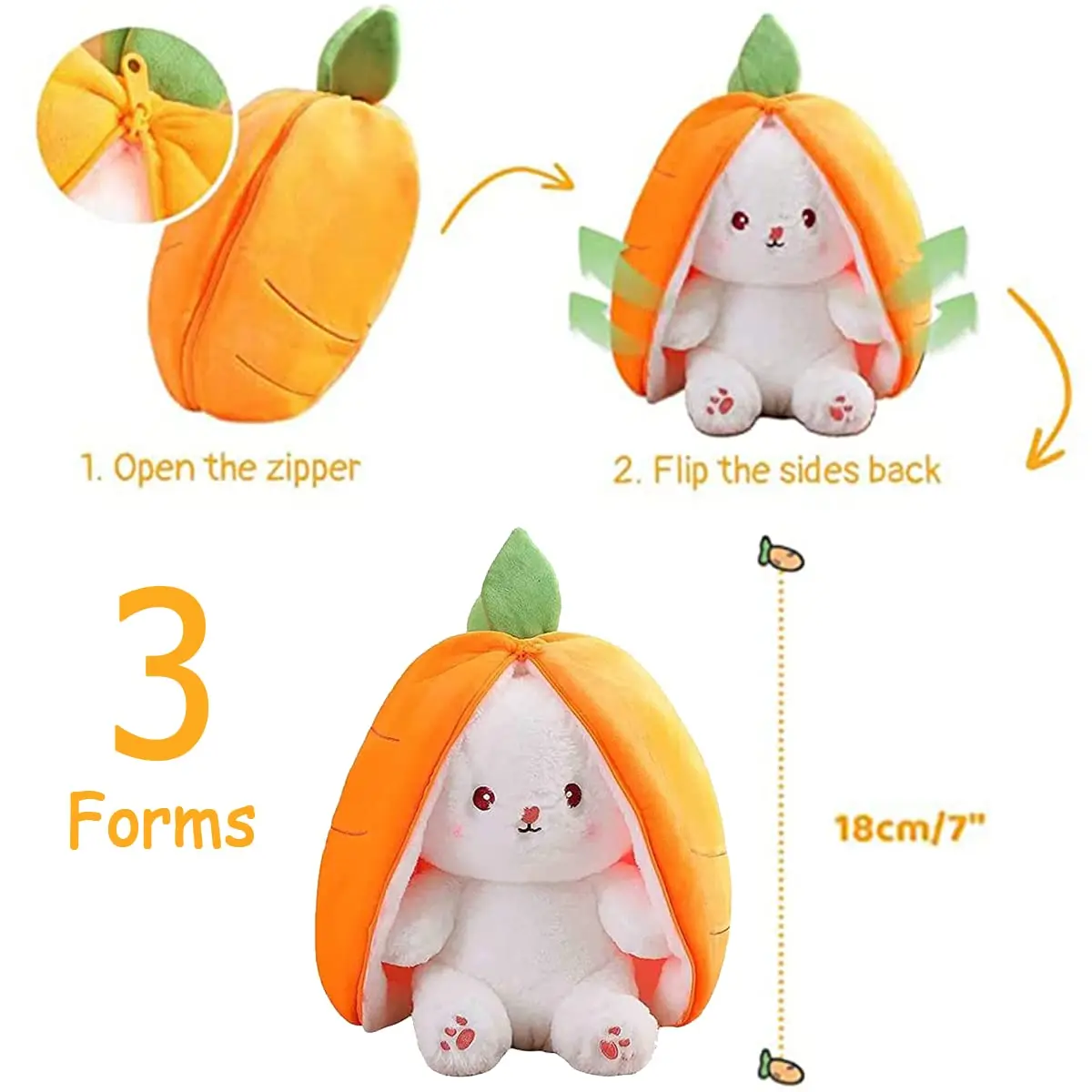 35cm Reversible Transformation Bunny Strawberry Carrot Plush Doll Toy  Stuffed Soft Rabbit Hiding in Strawberry Bag Toys for Kids - AliExpress