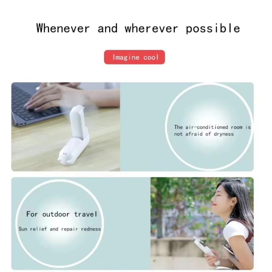 3-Speed Adjustable Handheld Fan USB Charging Portable Mini Fan Power Bank 2-in-1 Folding Summer for Sports Travel Work Use