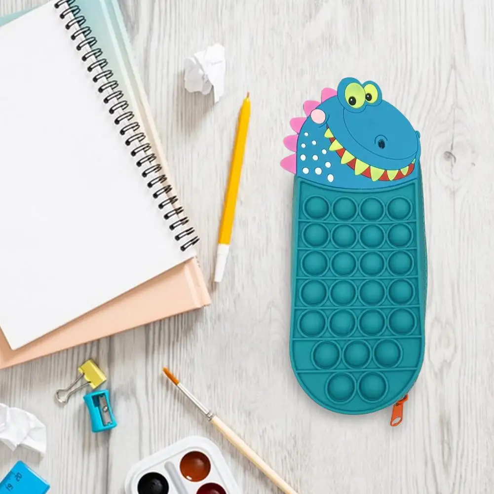 Pencil Case Cartoon Shape Silicone Push Bubble Case Stress Relief Pencil Holder for Children