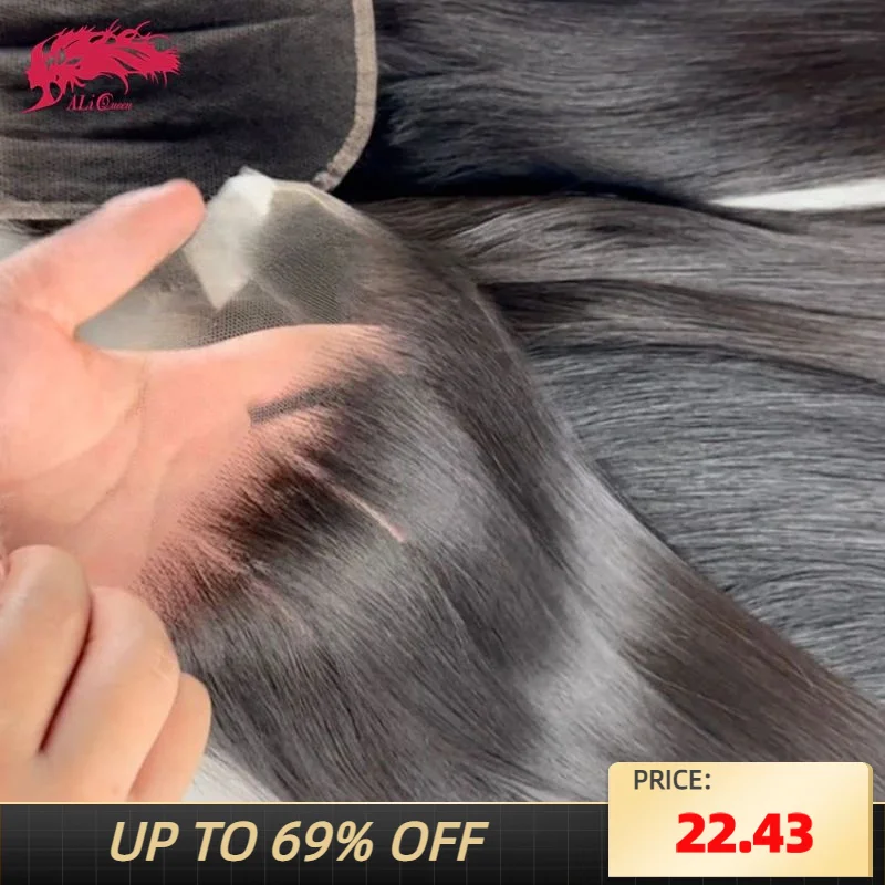 Ali Queen Hair Products 4x4 5x5 6x6 7x7 HD кружевная застежка, невидимая кожа из плавкого материала, фронтальная 13x6 13x4, индийские натуральные волосы