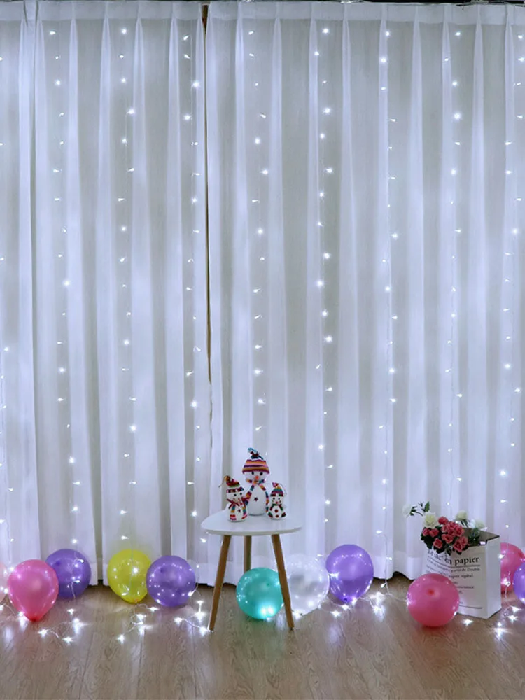 3/6M Window USB 8 Modes Curtain Lights Fairy Garland Light String Christmas Wedding Party Festoon Home Decoration