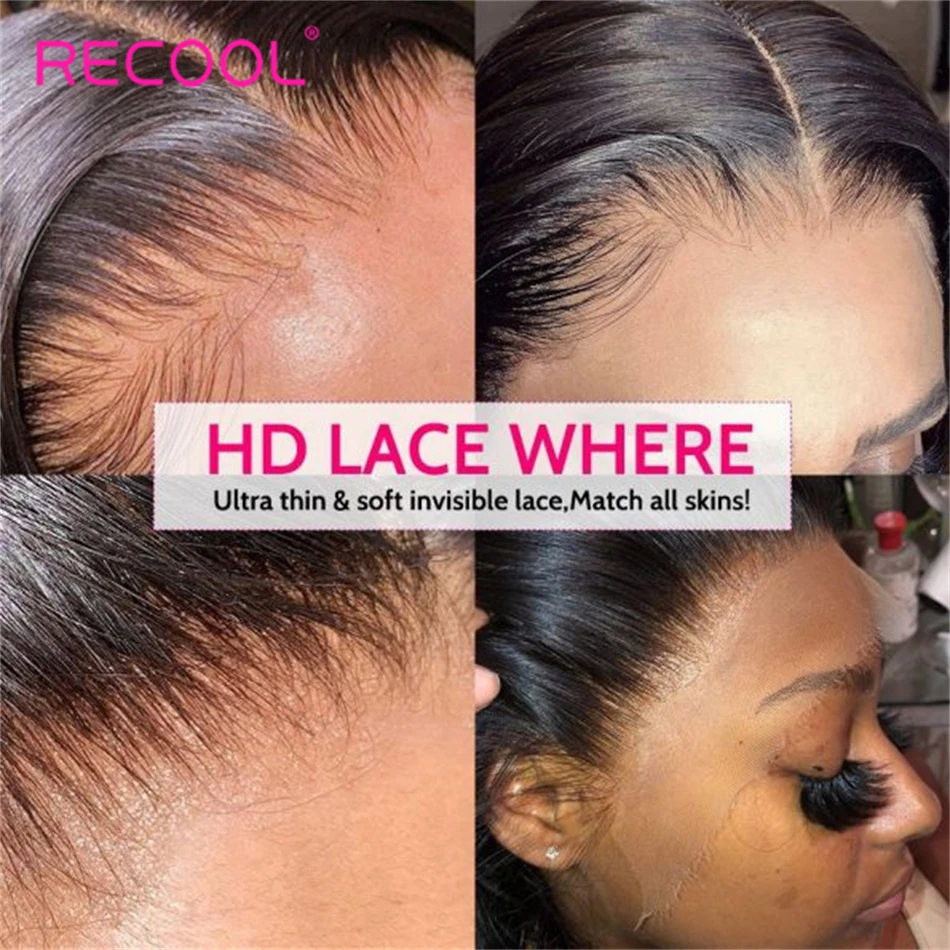 Recool Ready To Go Straight Lace Wig 6&times;5 13&times;4 13&times;6 Lace Front Human Hair Wig Preplucked 200 250 Density HD Frontal