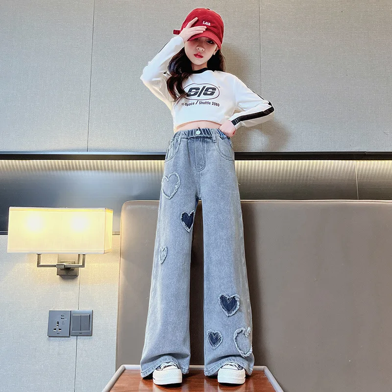 Girls Heart Denim Jeans 5