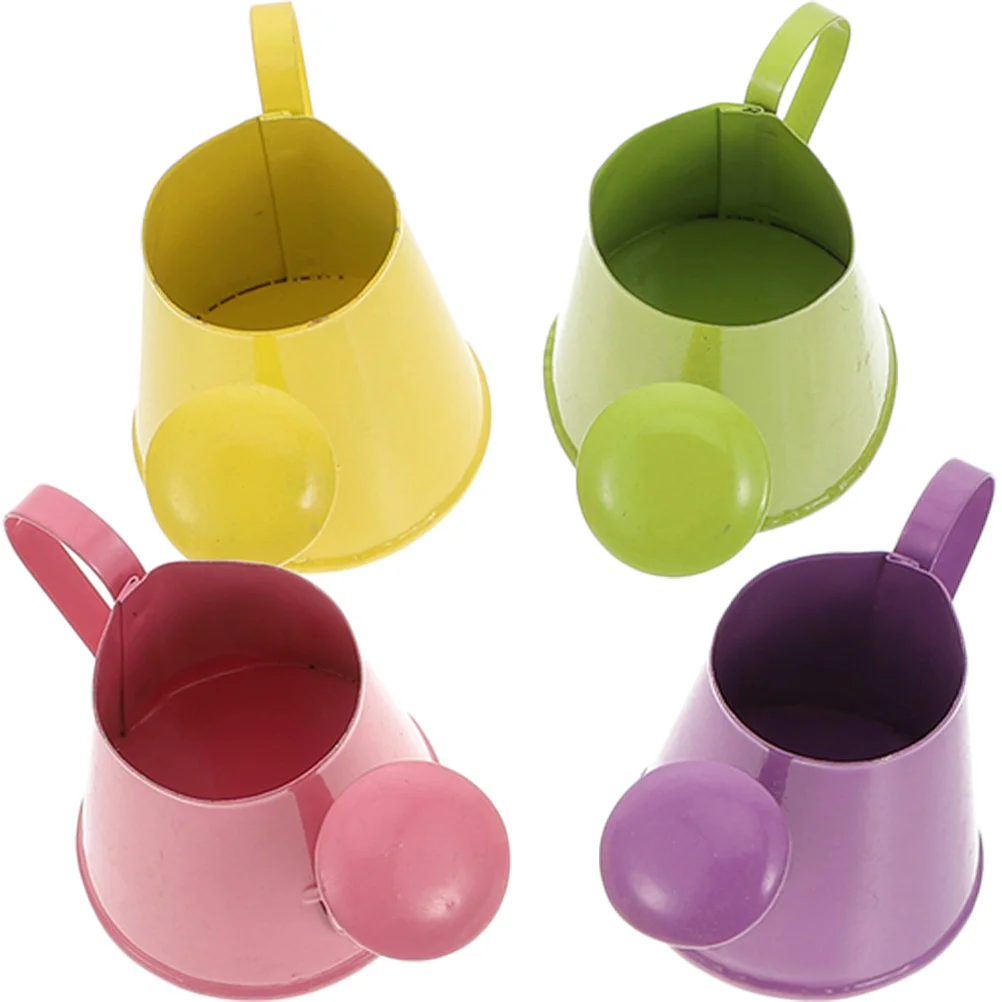 

4 Pcs Mini House Plants Tiny Old Fashioned Small Plant Metal Iron Garden Kettle Flower