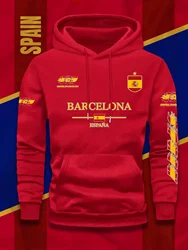 Barcelona Spanish Flag Print Football Fan Unisex Hooded Sweatshirt - Cozy Autumn Winter Sportswear - XXXL (1)