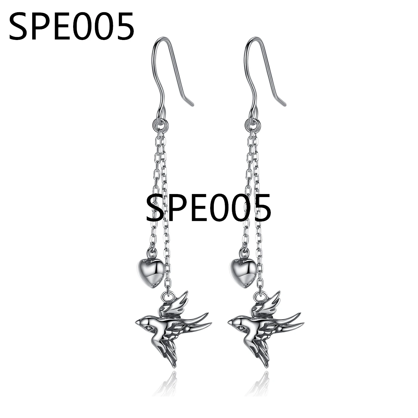 

Серебряные серьги SPE2, большие асимметричные серьги в форме сердца любви для женщин SmartBuy