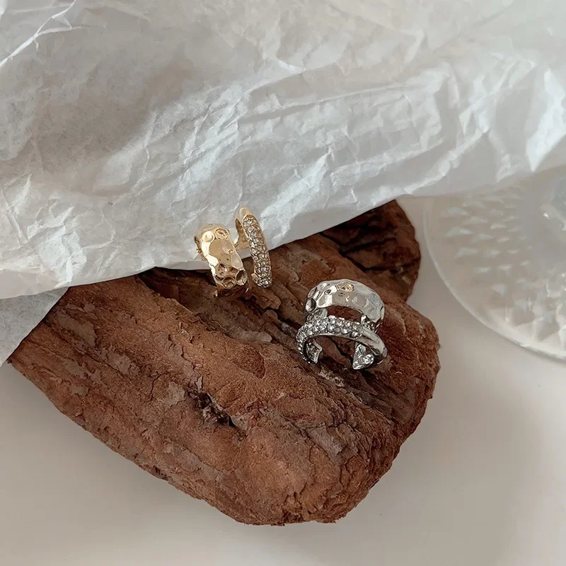 New Fashion Zircon Double-layer Ear Cuff No Piercing Earring 2023 Trendy Punk Unique Metal Geometric Ear Clip for Women Jewelry