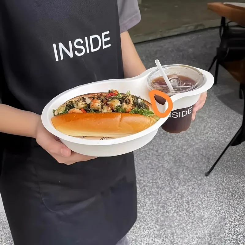 50/60pcs Disposable Hot Dog Food Trays with Dual Compartments and Beverage Cup Holder, ... - SKU DHDF1735 - UGI Packaging