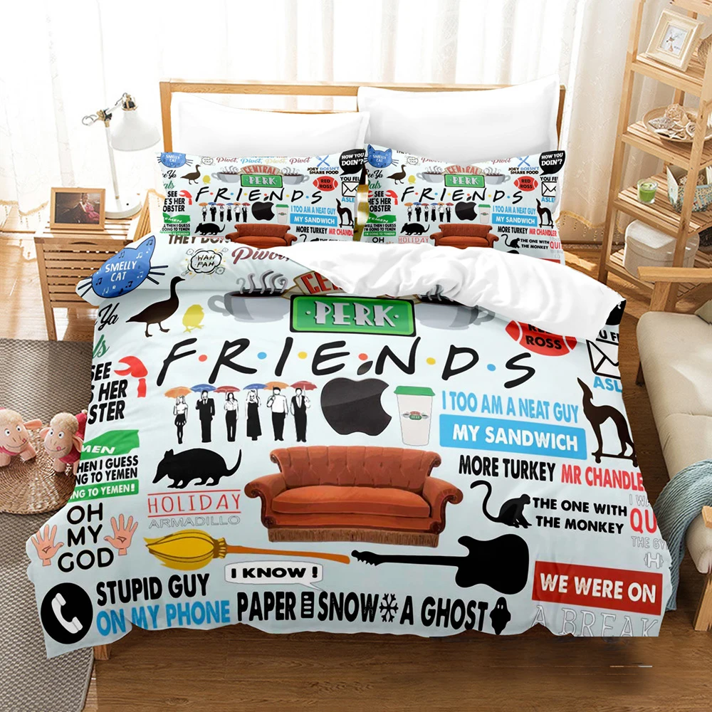 Friends Tv Show Comedy Style Bedding Set Boys Girls Twin Queen Size Duvet Cover Pillowcase Bed Kids Adult Home Textileextile 4
