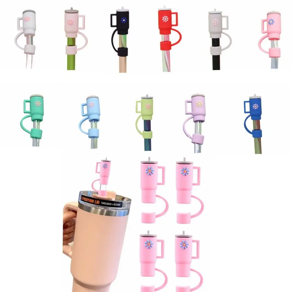 Silicone Straw Covers 2Pcs Reusable Cup Shaped Straw Toppers Plug For Stanley Tumbler Cup Accessory