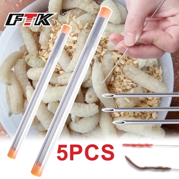 FTK Earthworm Hooking Needle Stainless Steel Earthworm Gas Needle Portable Hollow Fishing Worm Penetrating Driller Fish Tool
