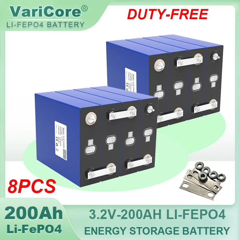 8pcs  3.2V LiFePO4 Battery 320AH 280ah 200ah 150ah 105ah DIY 12v 24V Automotive
