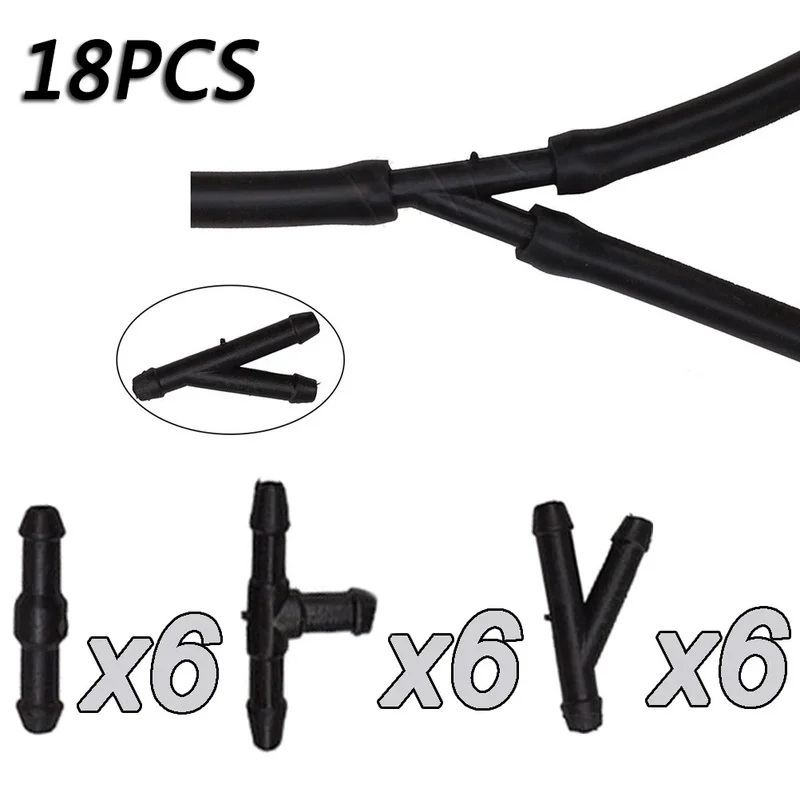 18pcs T Y I Type Wiper Spray Pipe Joiner Car Windshield Washer Pipe