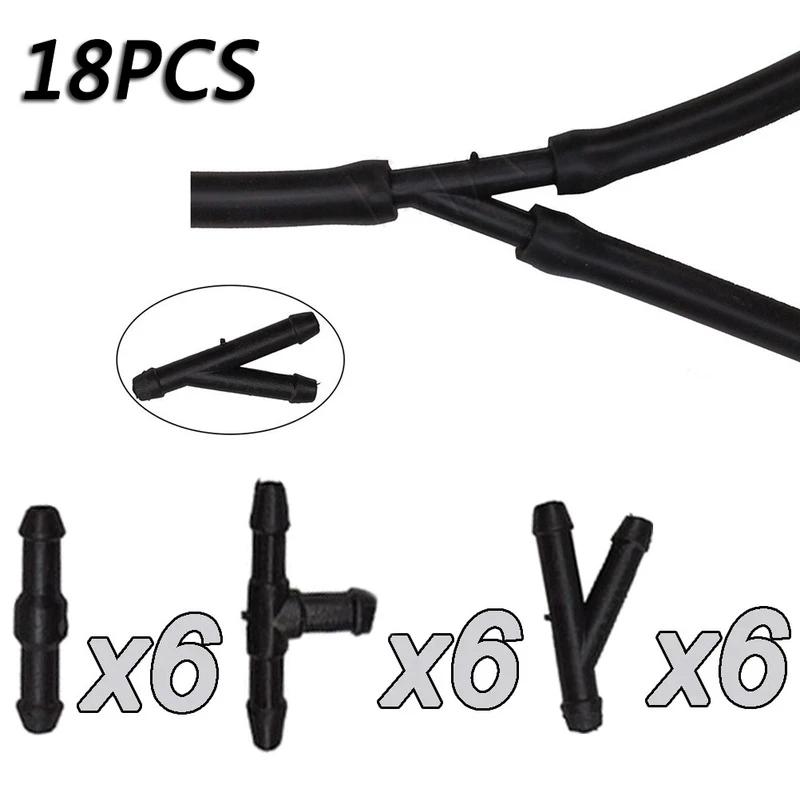 18pcs T Y I Type Wiper Spray Pipe Joiner Car Windshield Washer Pipe