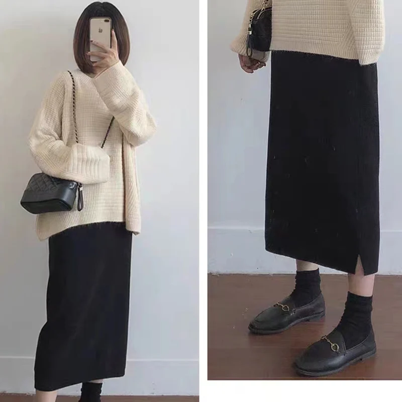 Spring Autumn Maternity Belly Skirt High Waist Side Split Pregnant Woman Black Pencil Skirts Elegant Office Lady One Step Skirt