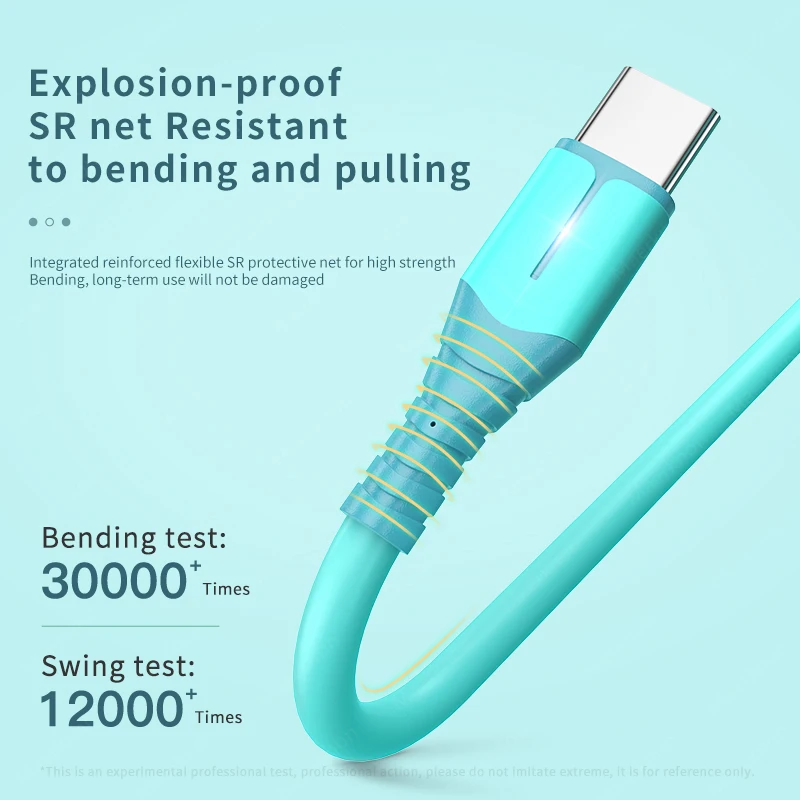 5A USB 타입 C 케이블 LED 고속 충전 데이터 케이블 고속 데이터 전송 데이터 와이어 USB A에서 타입 C로 퀵 차지 케이블