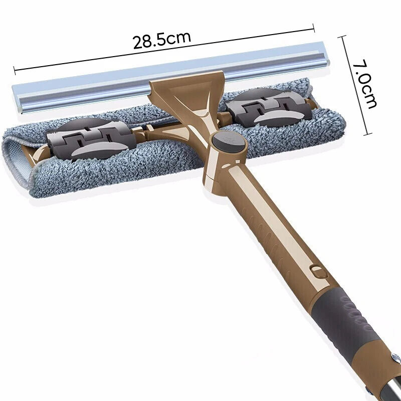 Glass Cleaning Tool Double-sided Telescopic Rod Window Cleaner Mop Squeegee  Wiper Long Handle Rotating Head Brush - AliExpress