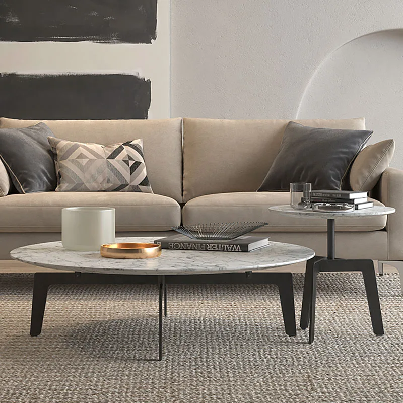 

Unique Living Room Coffee Table Modern Metal Italian Coffee Table Korean Nordic Marble Top Luxury Circle Mueble Home Furniture
