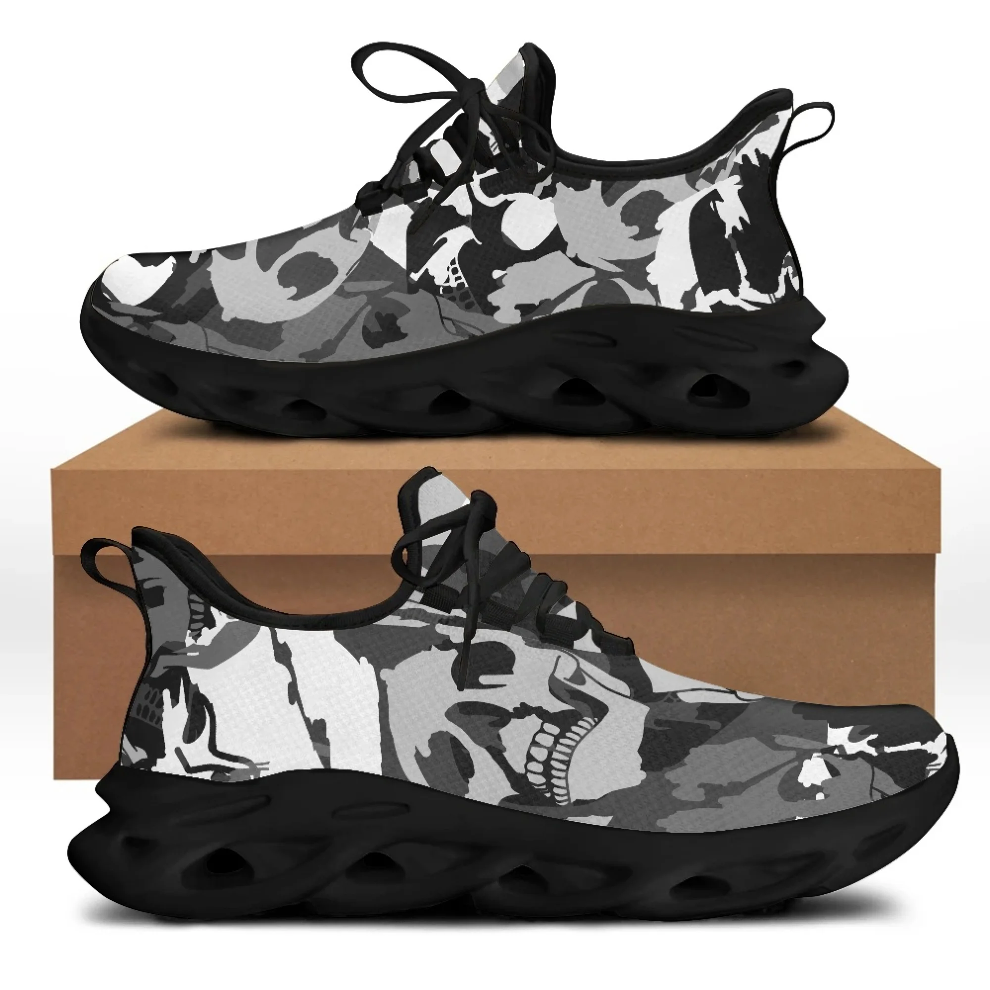 Yikeluo Sugar Skulls Design Casual Mesh Swing Sneakers Women Breathable Platform Shoes Lace up Shoes Footwear Zapatillas Mujer