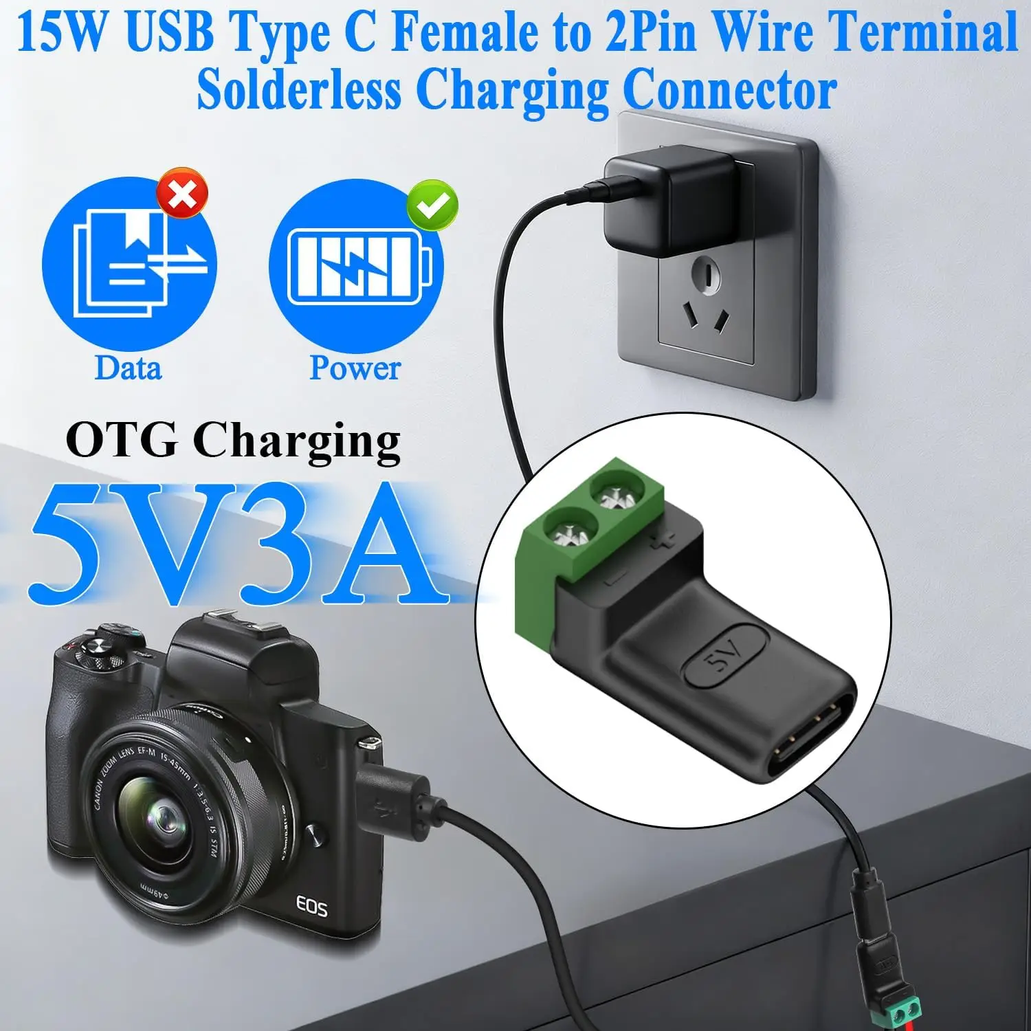 1-10개 무납땜 플러그 2핀 타입-C 어댑터 빠른 연결 헤드 남성 여성 마이크로 USB C 5V - 2핀 무납땜 터미널 어댑터