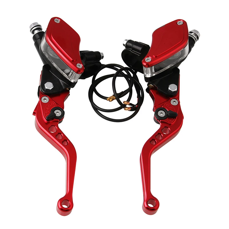 

7/8" 22mm Left Right Handlebar Hydraulic Brake Master Cylinder Lever Pump Aluminum for ATV Dirt Bike Motorcycle, Red, Black