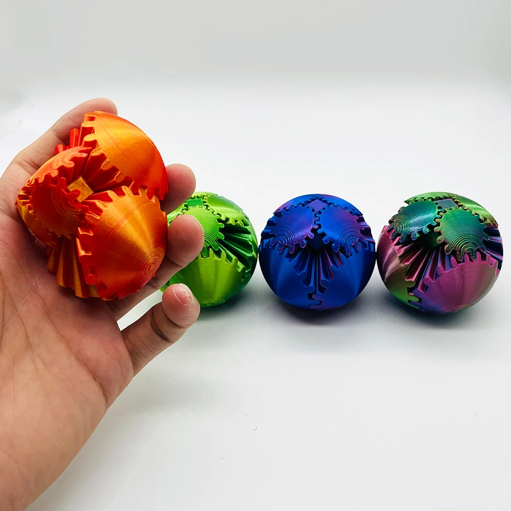 Gear Ball-3D Printed Gear Ball Spin or Cube Fidget Toy, Sphere, Fidget Toy, Stress Ball, GearSphere Desk T
