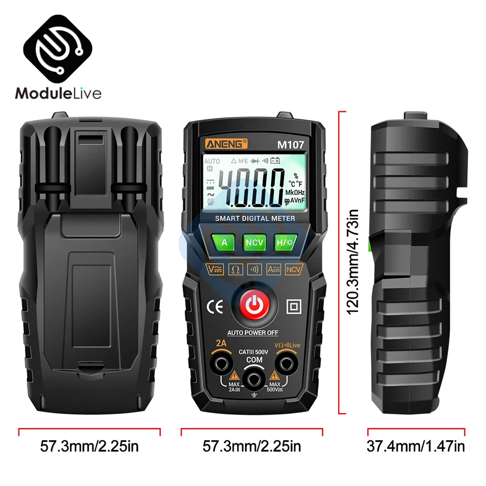 ANENG M107 M108 Mini Digital Multimeter 4000 Counts Non Contact AC/DC Current Voltage Tester Resistance Capacitance Meter digital multimeter multimeter tester analog multimeter