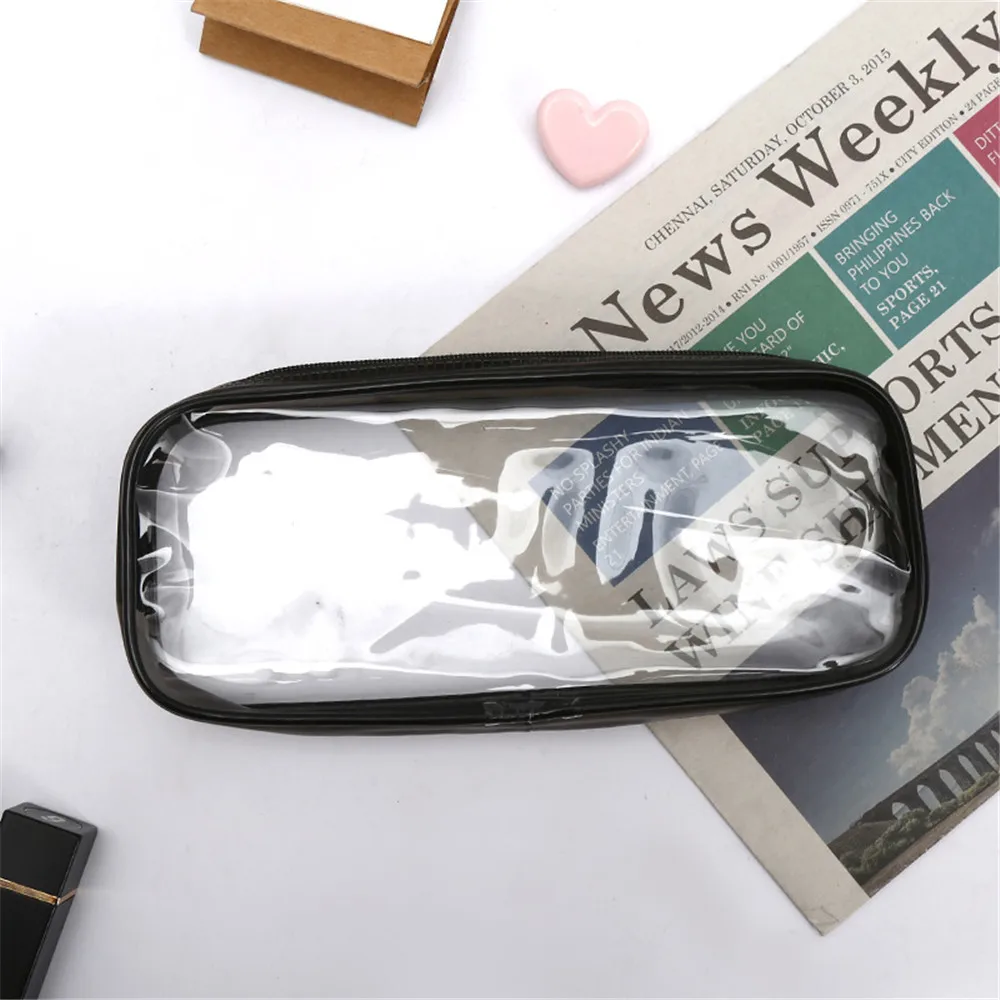 Large-capacity zipper transparent pencil case school office stationery storage box pencil cases