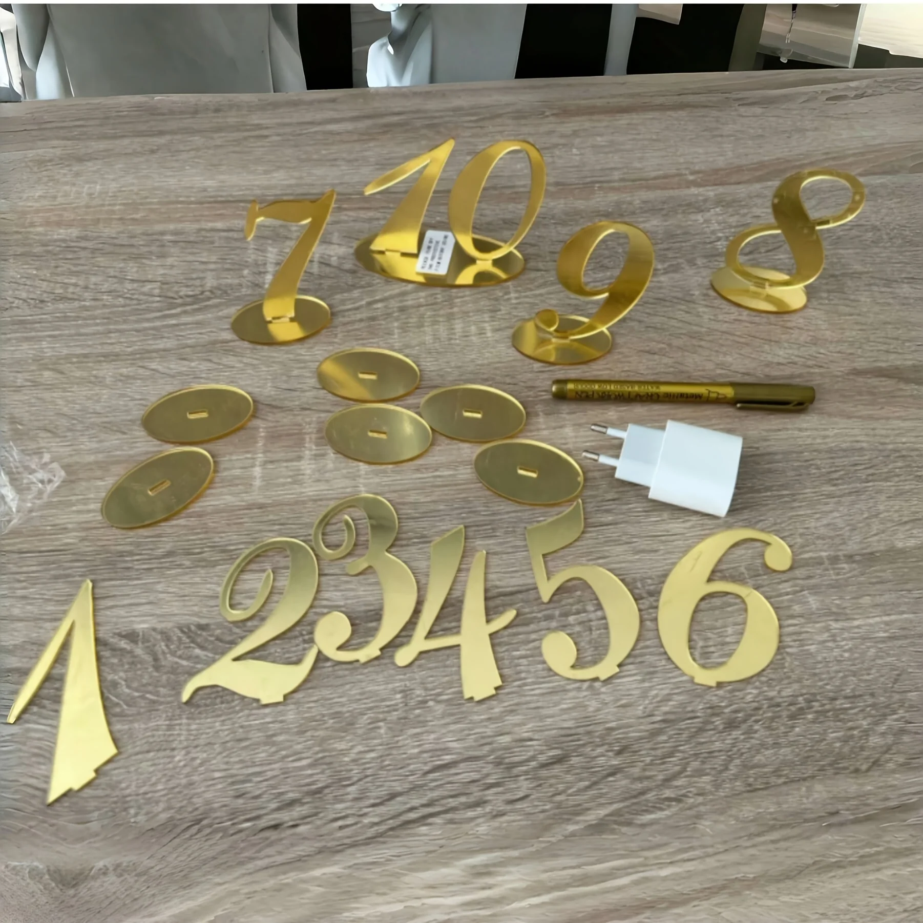 Wedding Table Numbers Gold Tabletop Number Polished Metal Mirror Design With Base Suitable For Wedding Reception Tabletop Decoration Party Display