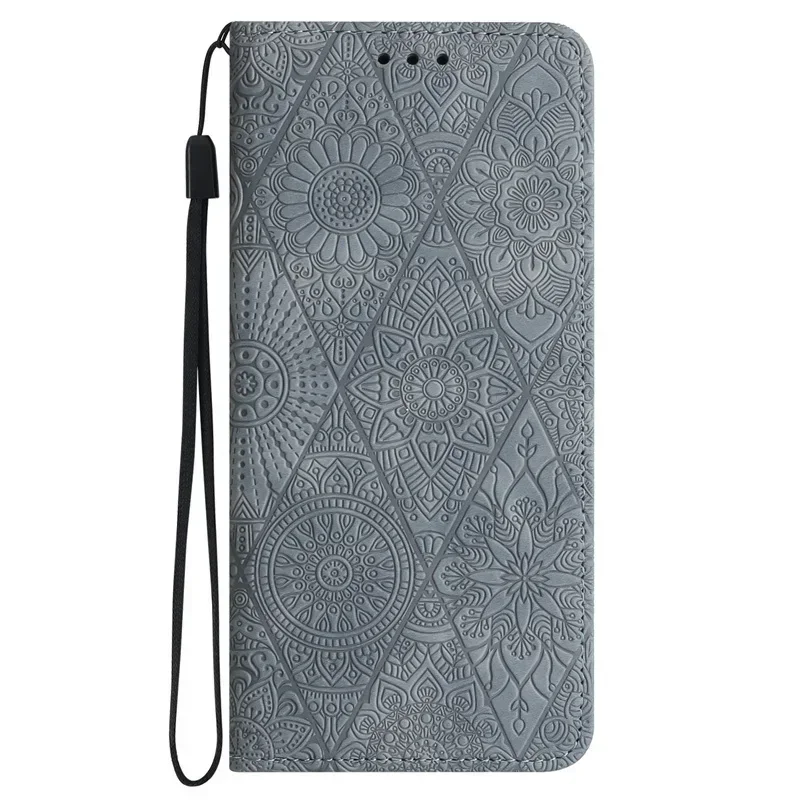 Vintage Flower Magnetic Leather Wallet Book Cover Case