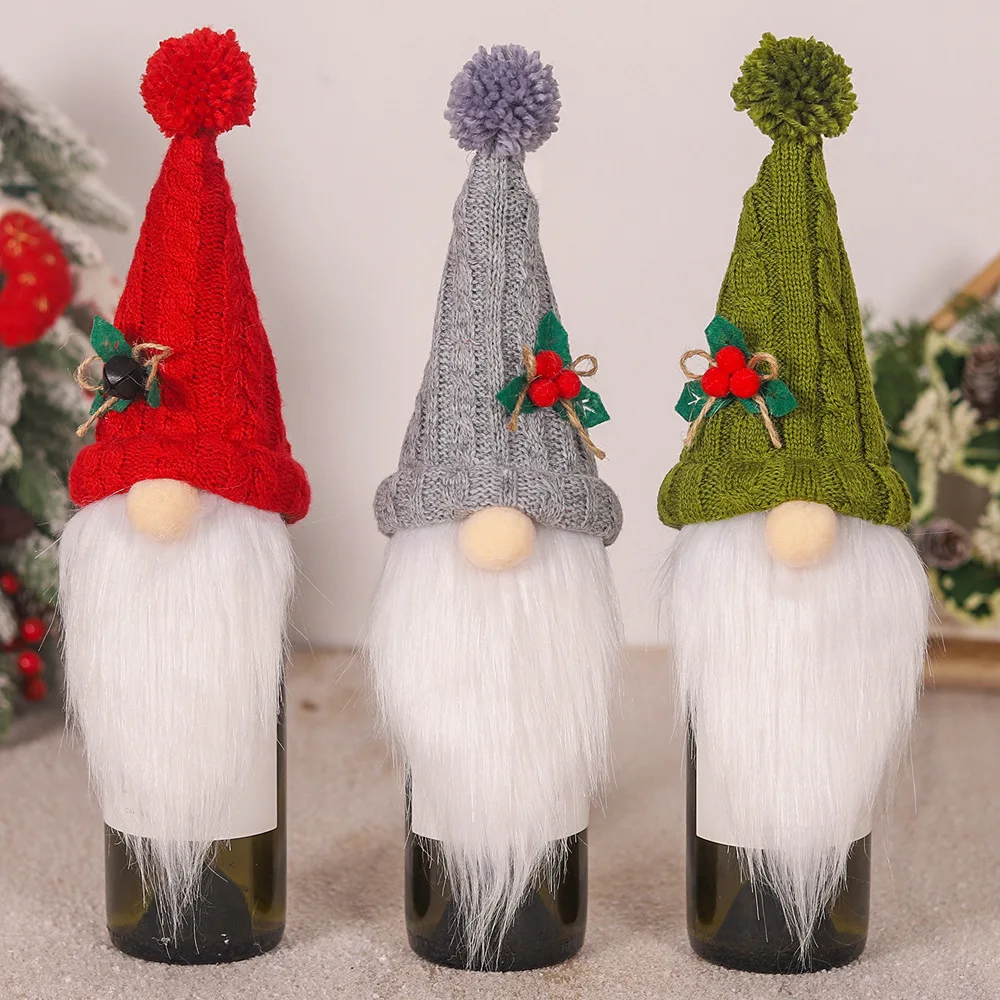 Description Picture 2 of itemChristmas Gift Wine Bottle Cover Set Rudolf Faceless Doll Wine Bottle Bag Champagne Holders Xmas Home Table Navidad Decors