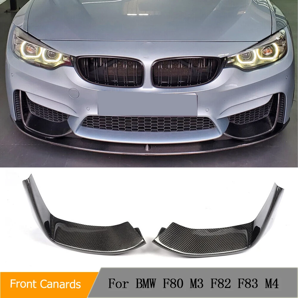 Carbon Fiber Car Front Bumper Splitters Lip Flaps for BMW F80 M3 F82 F83 M4 2-Door 4-Door 2015-2017 Front Splitters FRP Black