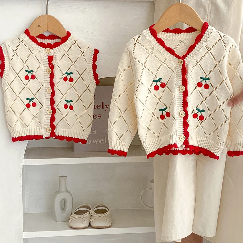 

Infant Baby Girl Knitting Cardigan Hollowed Out Embroidery Toddler Baby Girls Cardigan Sweater Coat Autumn Spring Clothes