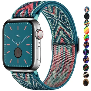 Ремешок для Apple watch band 44 мм 40 мм 45 мм 41 мм 38 мм 42 мм 49 мм, эластичный нейлоновый браслет для iWatch series 9 7 Ultra Ultra2 8 3 4 5 6 se