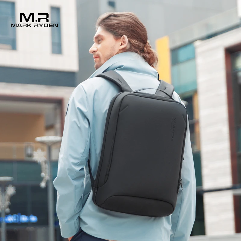 MARK RYDEN City Rugzak voor heren, meerdere vakken, lichte rugzak met USB-C, rugzak voor mannen, werk, pendelen, laptoprugzak met 15,6 inch computervak, zwart