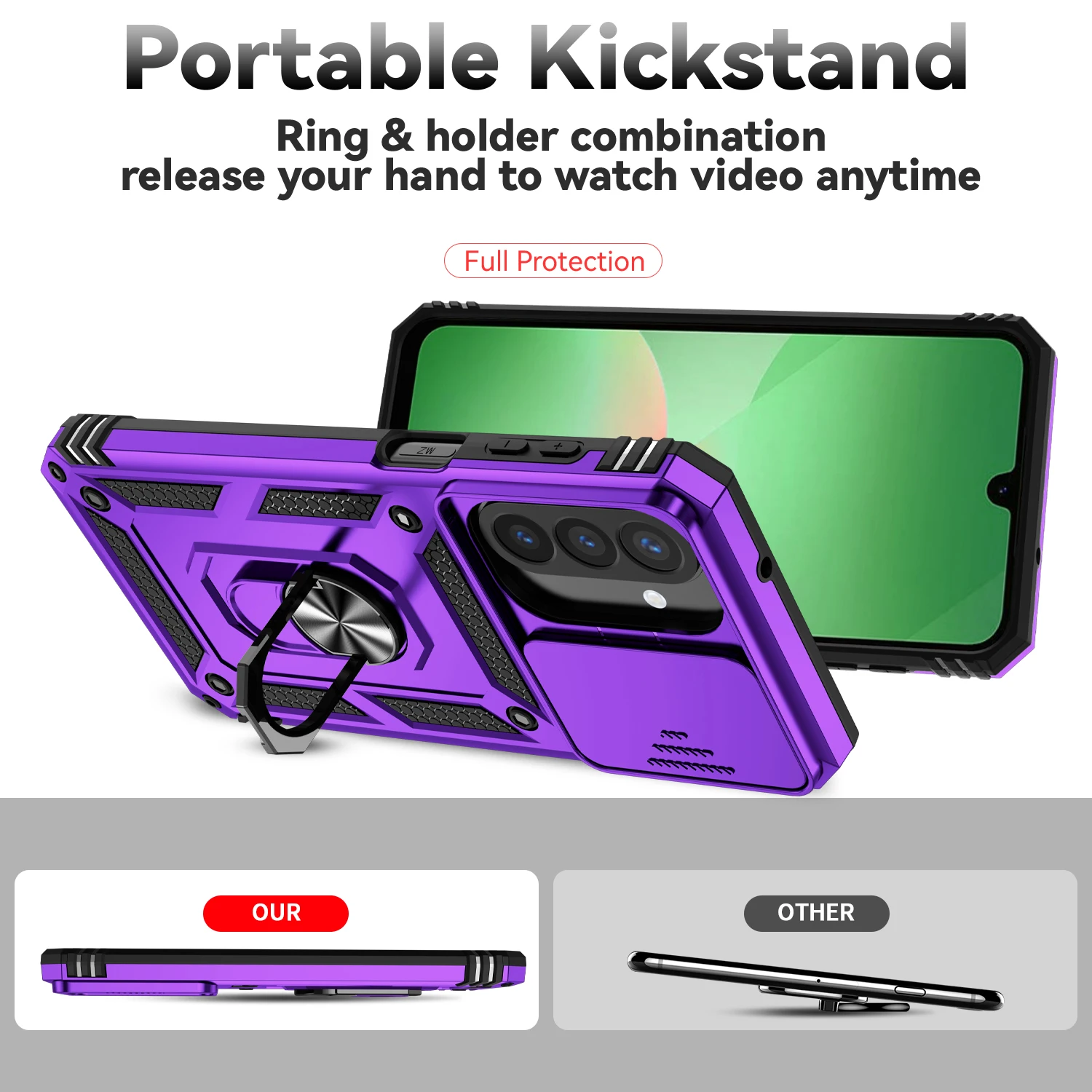 Lens Protector Ring Stand Armor Cover - Durable and Stylish Case with Enhanced Protection