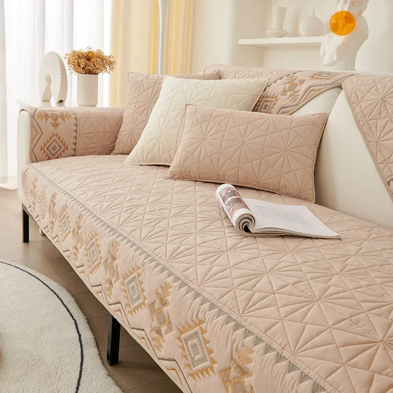 Bohemian Sofa Cover for Living Room Geometry Plaid Cotton Universal Sofa Mat Towel Non-Slip Cover Couch Cushion Slipcovers