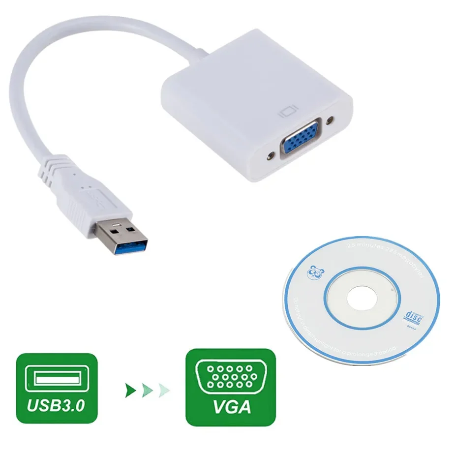 USB 3.0 to VGA Video Display Adapter 1080P Multi-Display External Converter Cable for Projector Laptop Monitor PC Windows 7/8