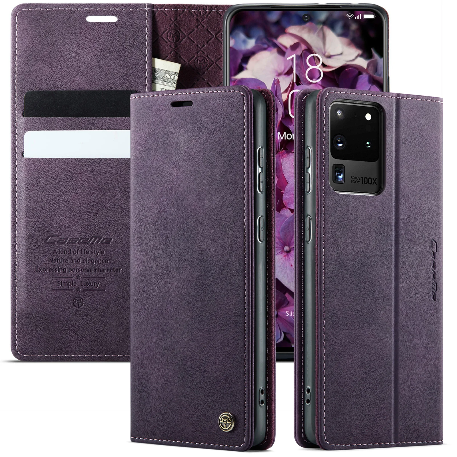 Luxurious Flip PU Leather Wallet Case with Card Slots and Money Bag Compartments