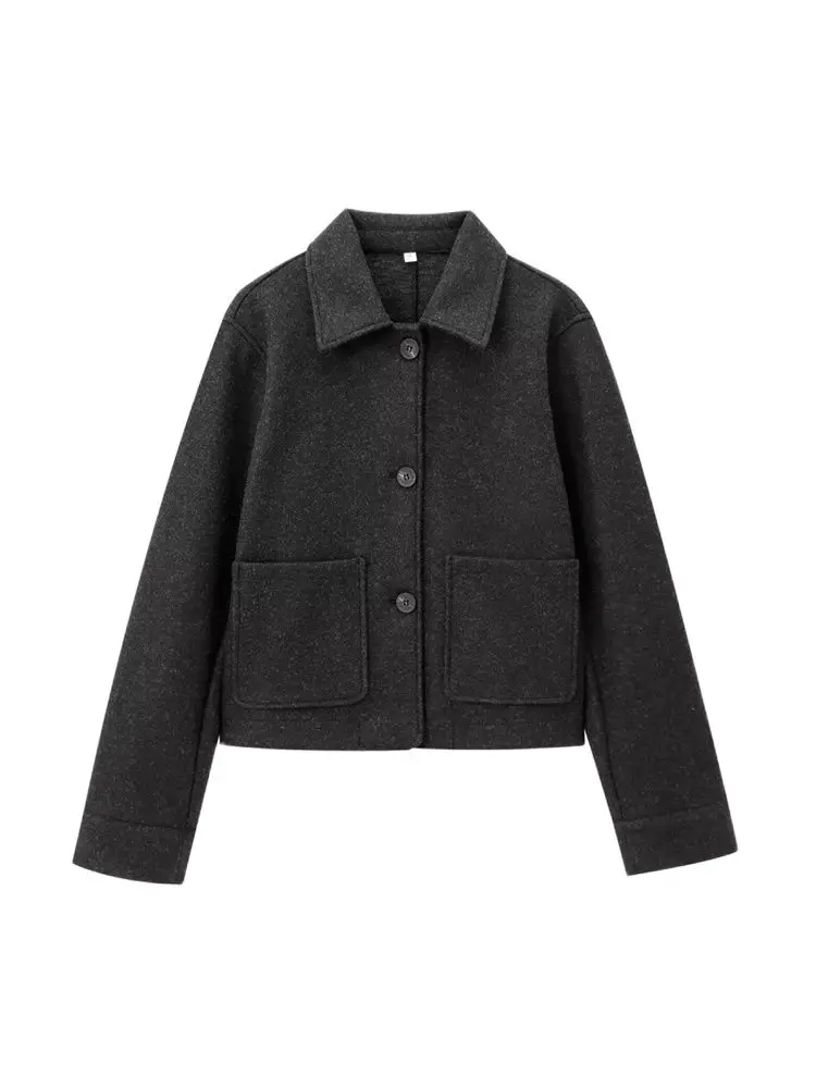 Veste douce avec poches pour femmes, manteau à manches longues, boutonné, vêtements d'extérieur pour femmes, hauts chics, mode