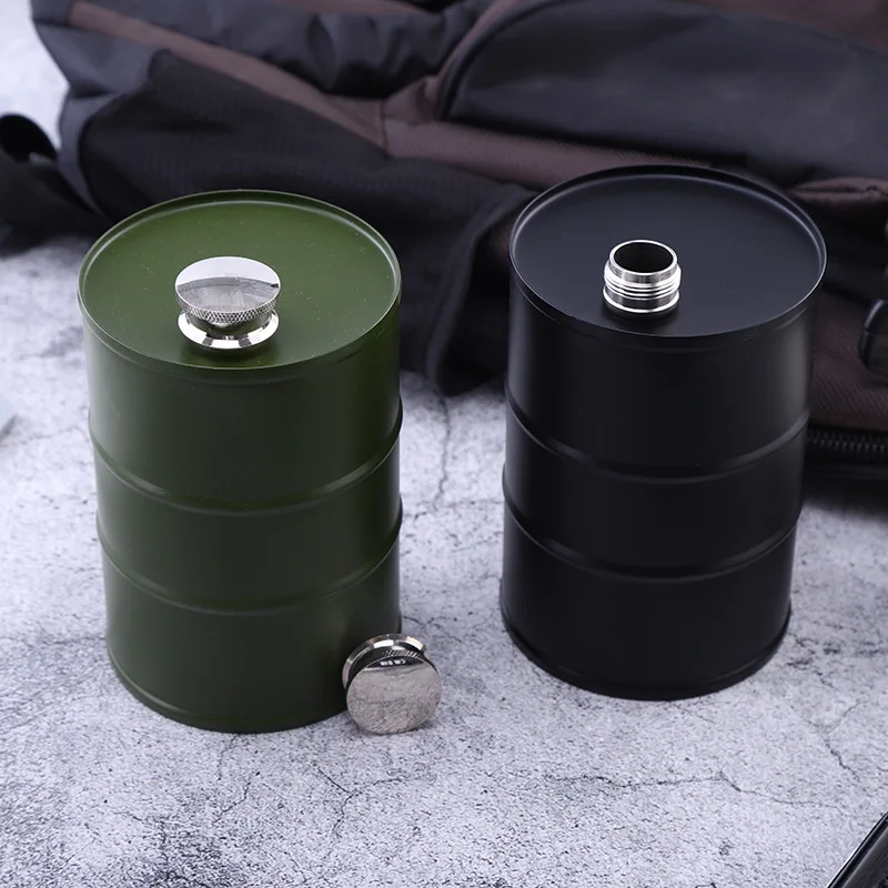 25oz Oil Barrel Drums Whisky Hip Flask 304 Stainless Steel Alcohol