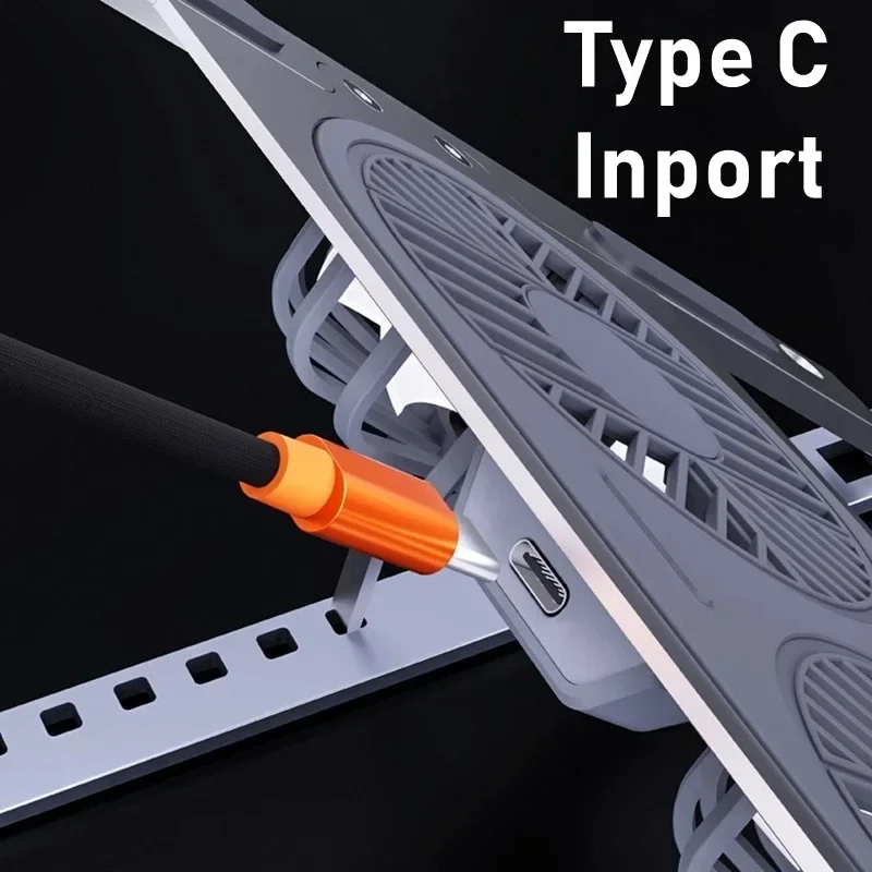 Suporte de Alumínio Ajustável para Laptop Mesa Dobrável Ventilador Mudo Suporte para Notebook Computador Macbook Pro Air pc Ipad Tablet - Imagem 6